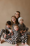 Children's Bamboo Two Piece Pajamas | Black Checkered
