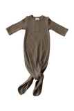 Cocoa Organic Cotton Ribbed Knot Gown