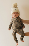 Faded Brown Checkerboard | Bamboo Zip Pajamas