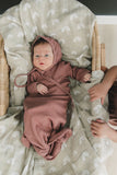 Dusty Rose Organic Cotton Ribbed Knot Gown