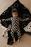 Plush Blanket | Just Smile Black & Ivory