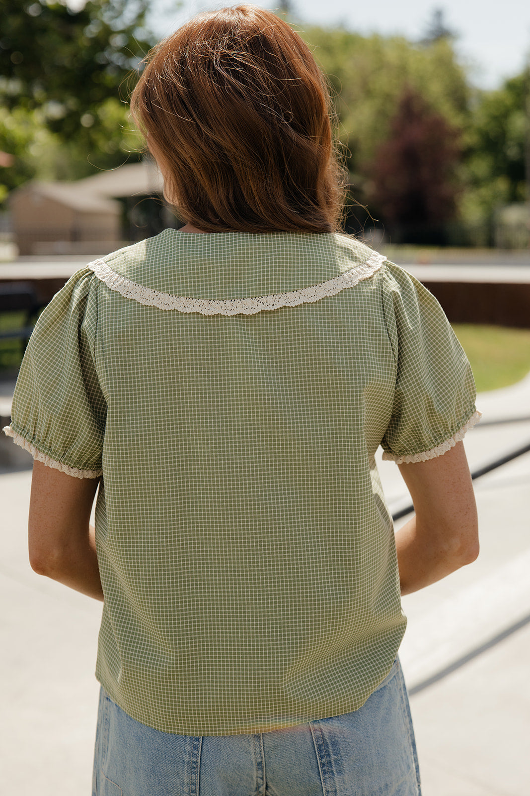 Sage + Lace Button Blouse