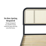 Neru Boho Curved Rattan-Headboard Bed Collection (Queen or King)