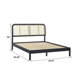 Neru Boho Curved Rattan-Headboard Bed Collection (Queen or King)