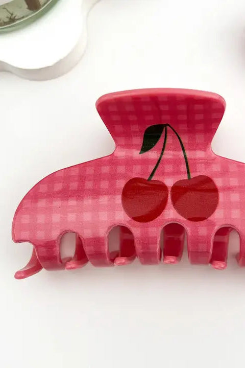 Cherry Checkered Hair Claw