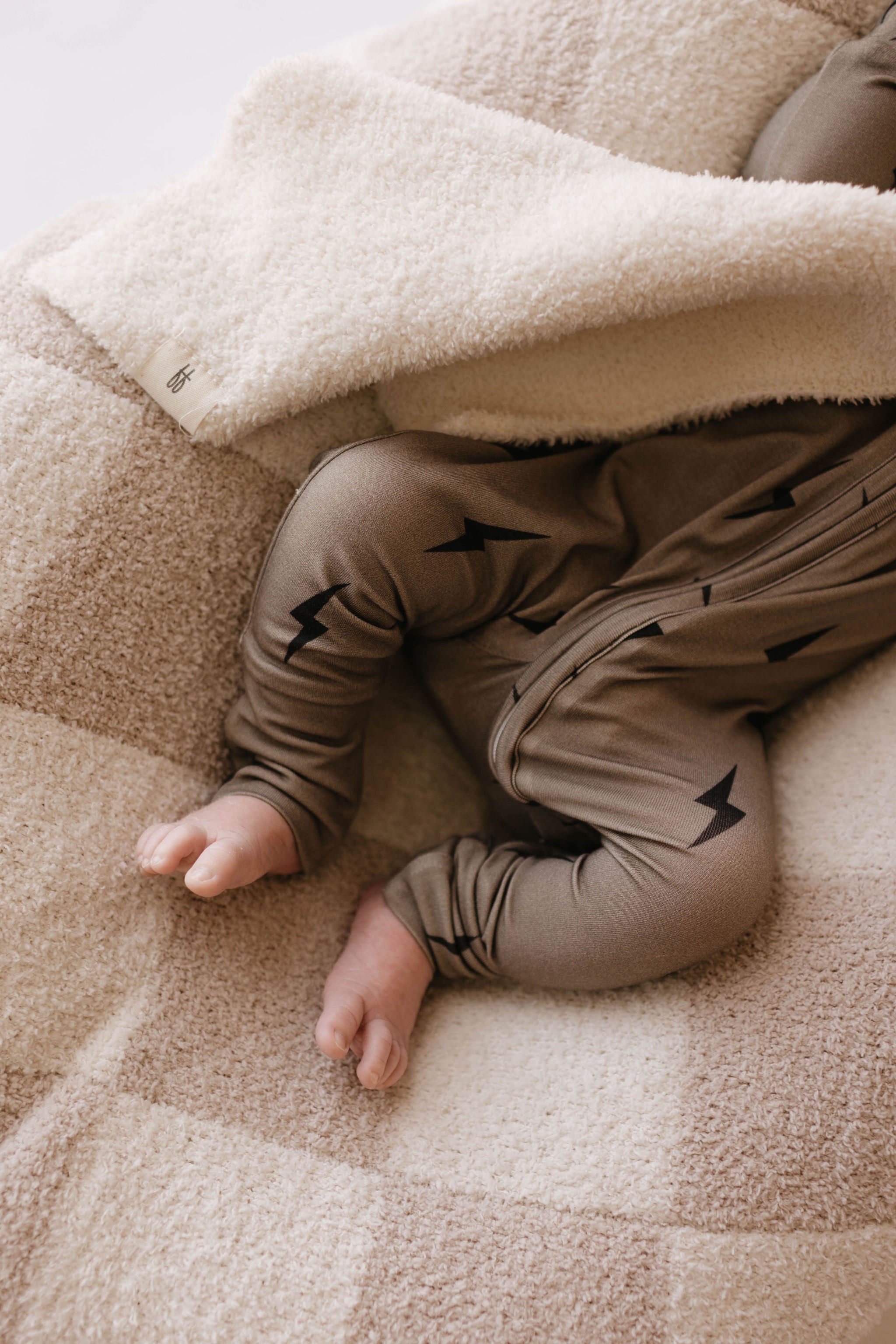 Brown & Black Lightning Bolt | Bamboo Zip Pajamas