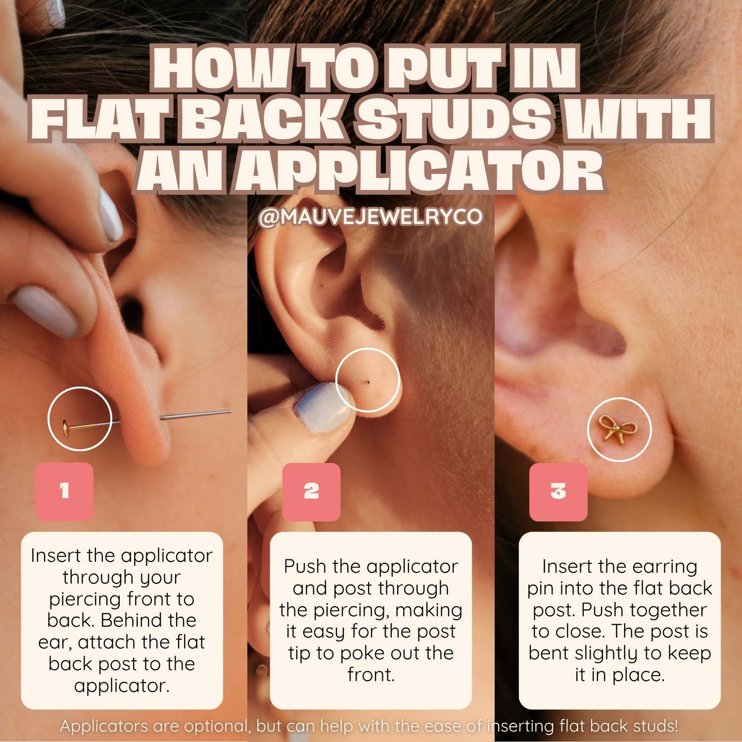 Bow Flat Back Studs