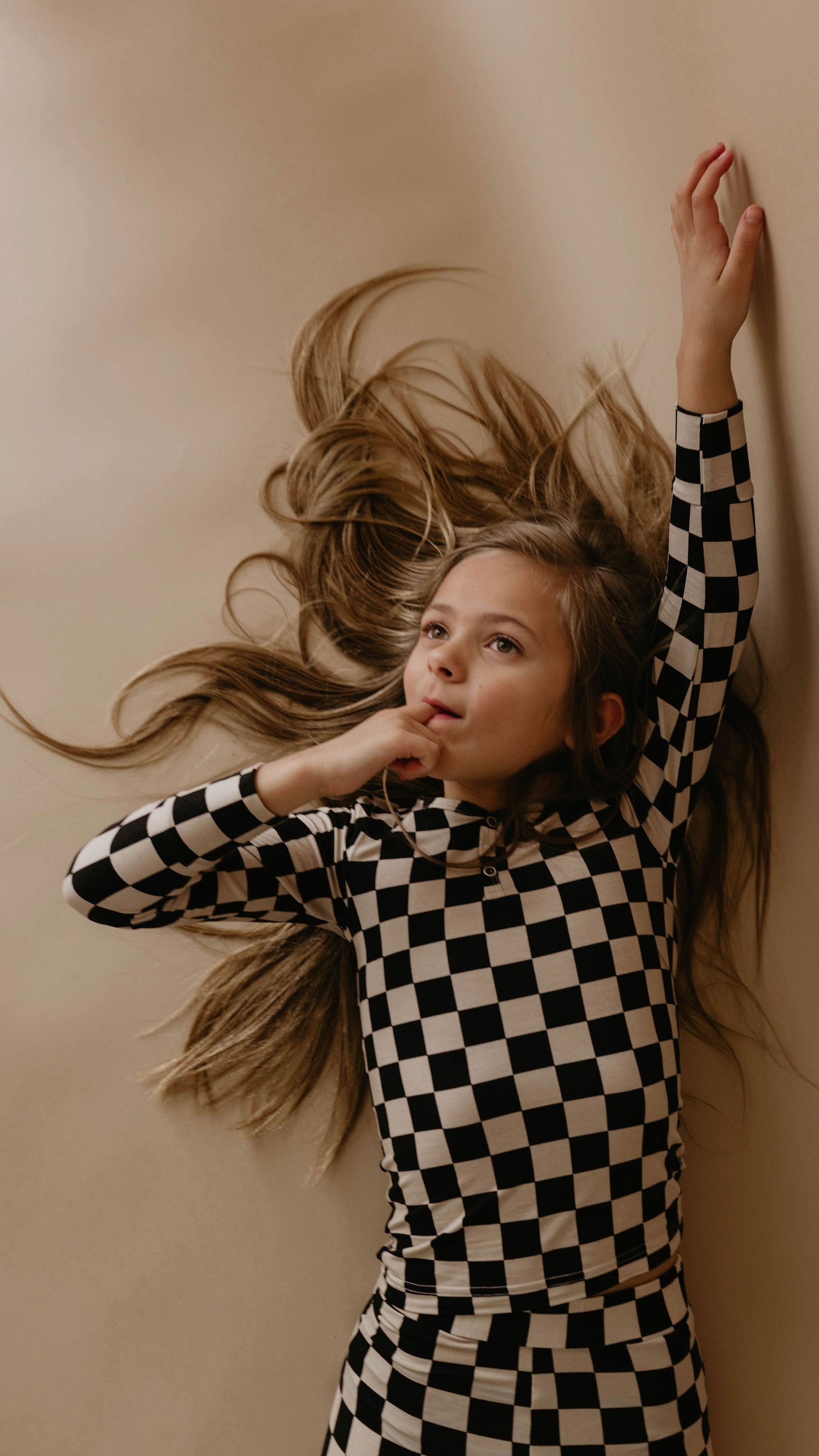 Children's  Bamboo Two Piece Pajamas | Black Checkered