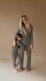 Children's  Bamboo Two Piece Pajamas | Black Checkered