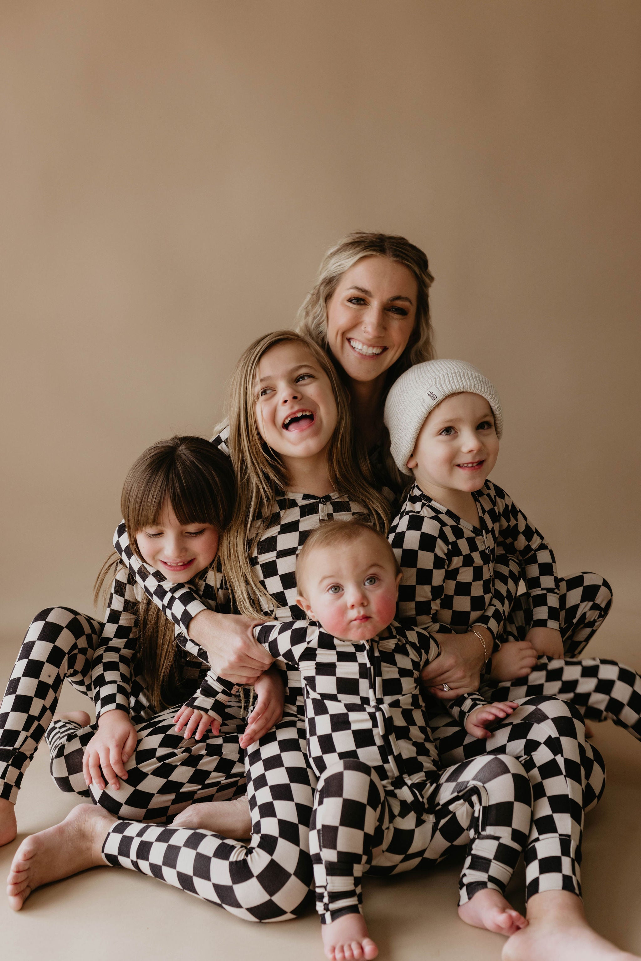 Children's  Bamboo Two Piece Pajamas | Black Checkered