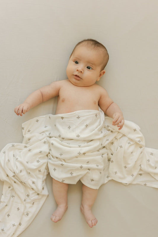 Grey Cross Swaddle | ROOLEE