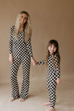 Women's Bamboo Pajamas | Black Checkered