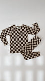 Children's  Bamboo Two Piece Pajamas | Black Checkered