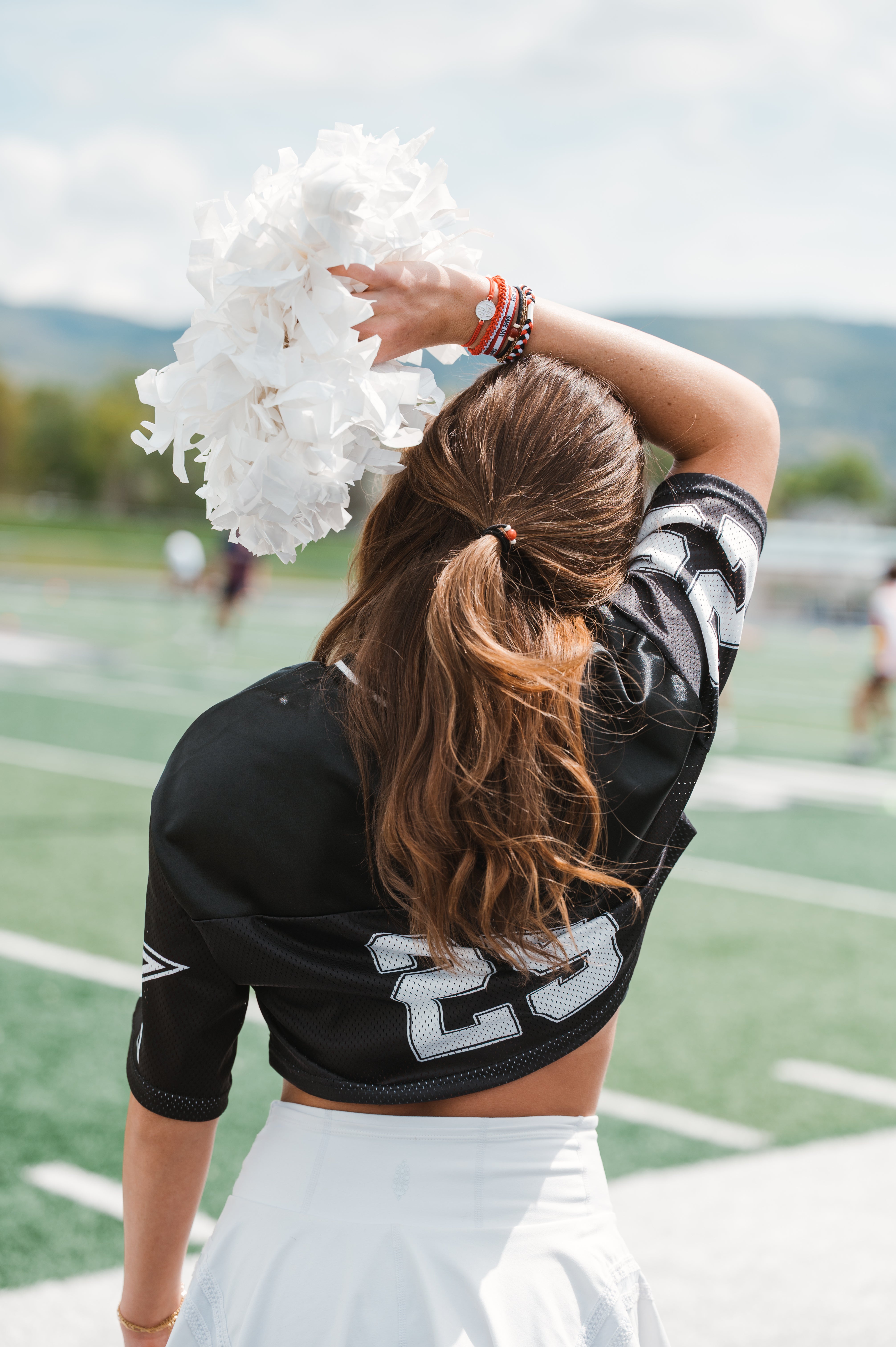 Game Day Red White Black- Hair Tie Bracelet