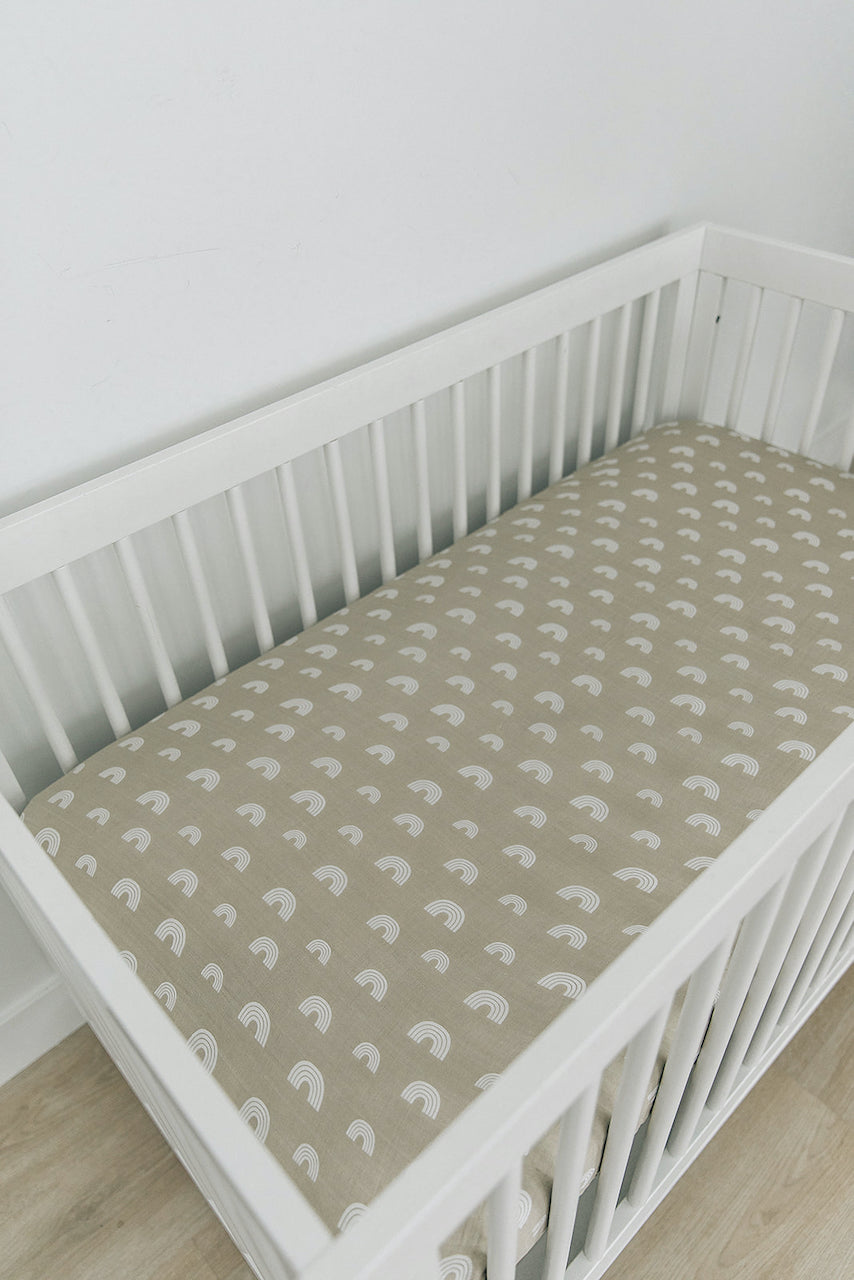 Sand Rainbow Muslin Crib Sheet
