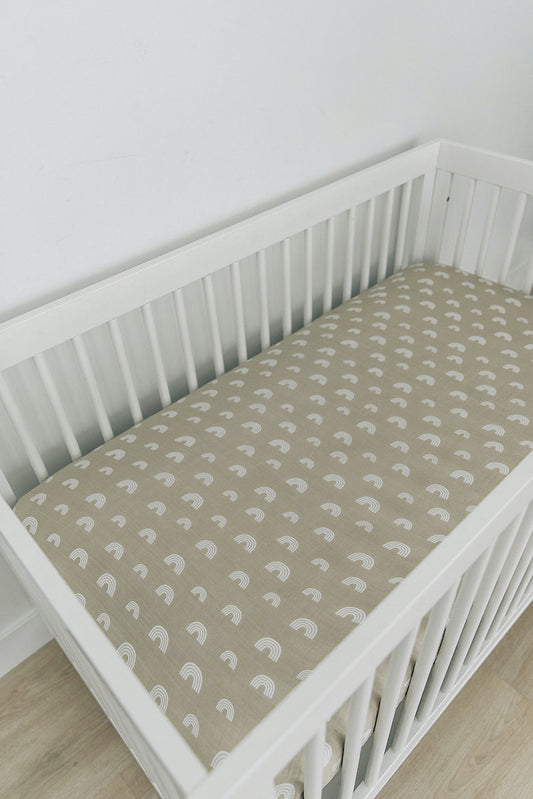 Sand Rainbow Muslin Crib Sheet